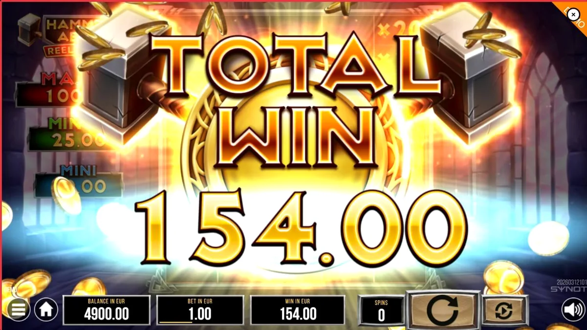 Tampilan visual slot Hammer of Aesir dengan tema mitologi Nordik yang epik