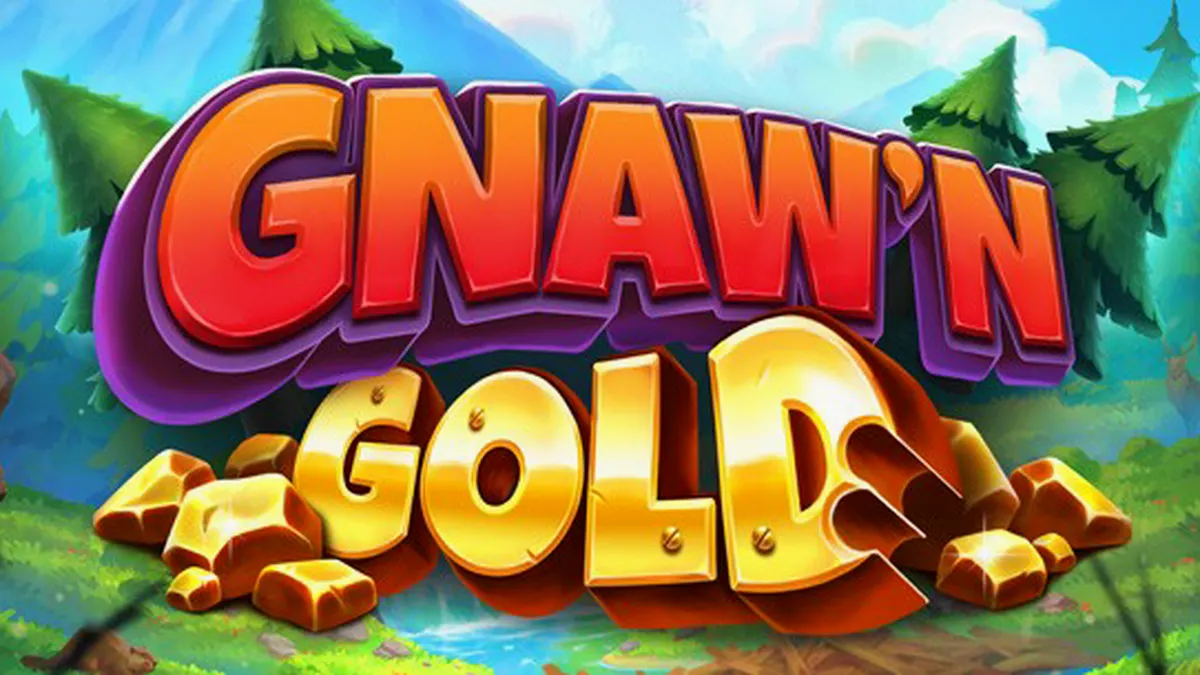 Tampilan visual slot Gnaw’n Gold dengan tema hutan dan karakter berang-berang.
