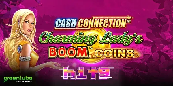 Tampilan antarmuka permainan slot Cash Connection Charming Lady’s Boom Coins